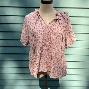 Grade & Gather Floral Print Gauze Blouse